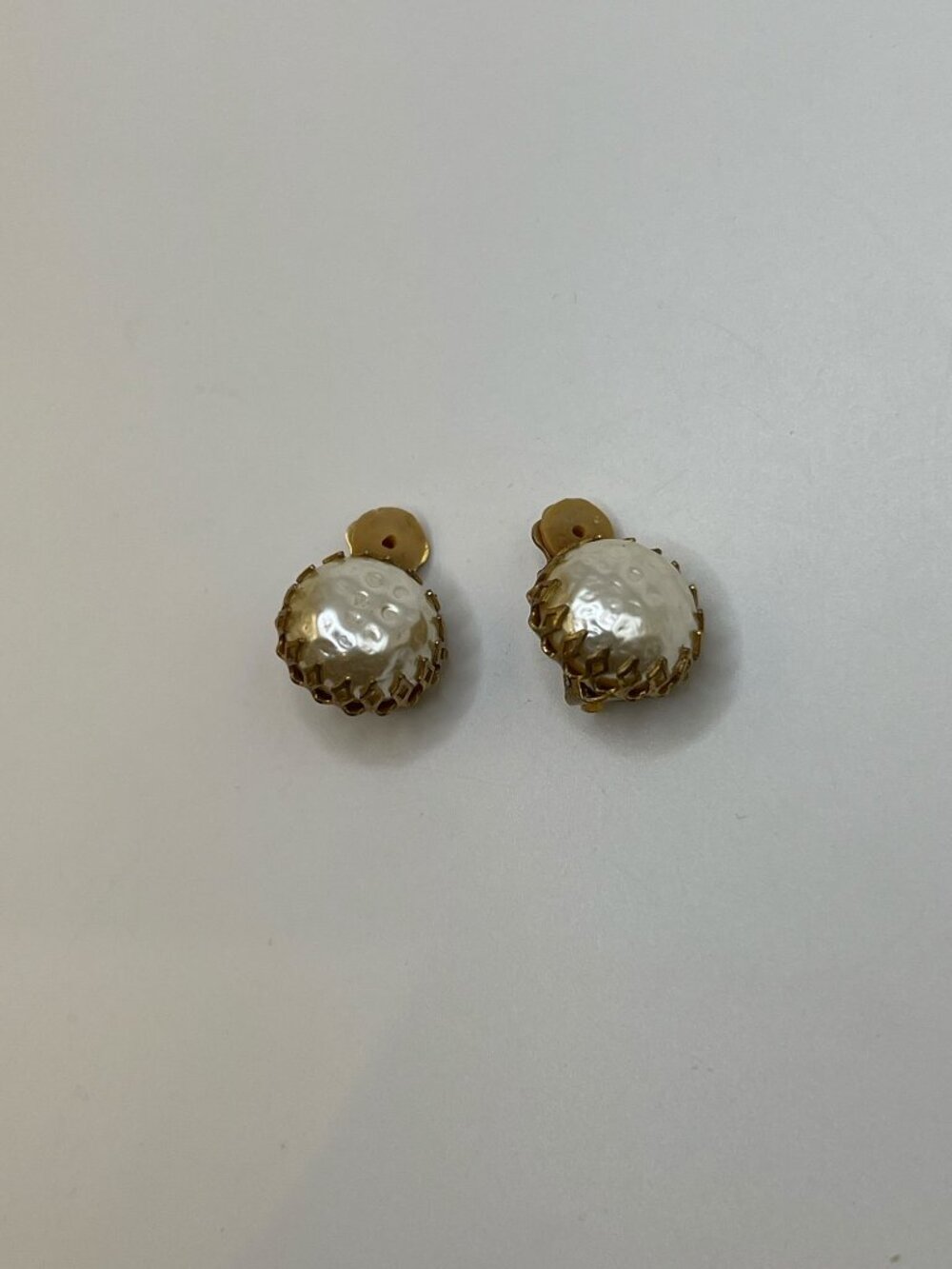 Vintage Signed Miriam Haskell Baroque Faux-Pearl Acorn Clip-On Earrings